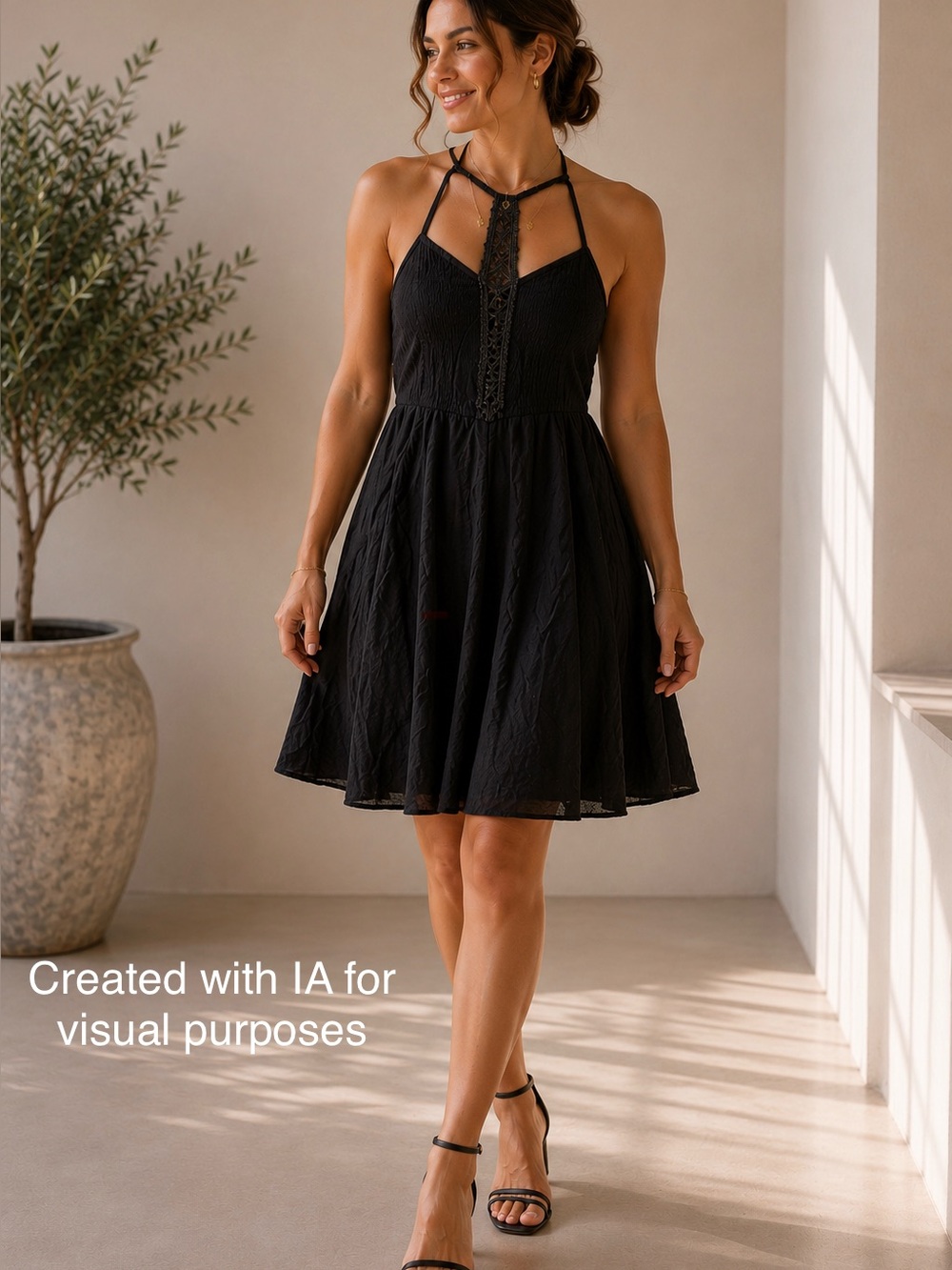 Elegant Black Halter Dress